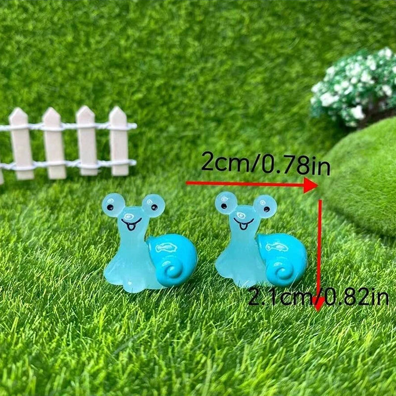 10pcs Luminous Snail Mini Figurine Micro Landscape Home Decoration Accessories Toy