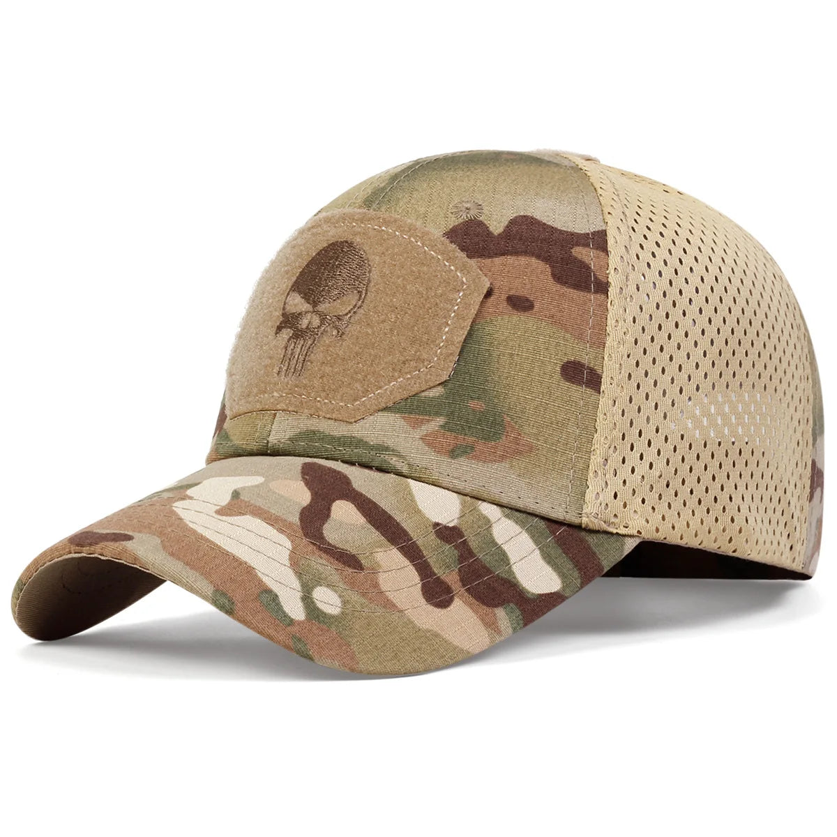 Unisex Skull Embroidered Baseball Caps Outdoor Breathable Mesh Tactics Mountaineering Peaked Hat Adjustable Snapback Caps