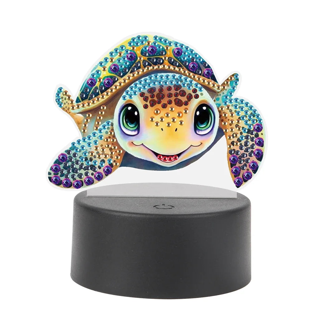 DIY Diamonds Painting Animals Table Lamp Handmade Diamond Mosaic Lamp LED Diamond Embroidery Night Lamp for Office Desktop Decor