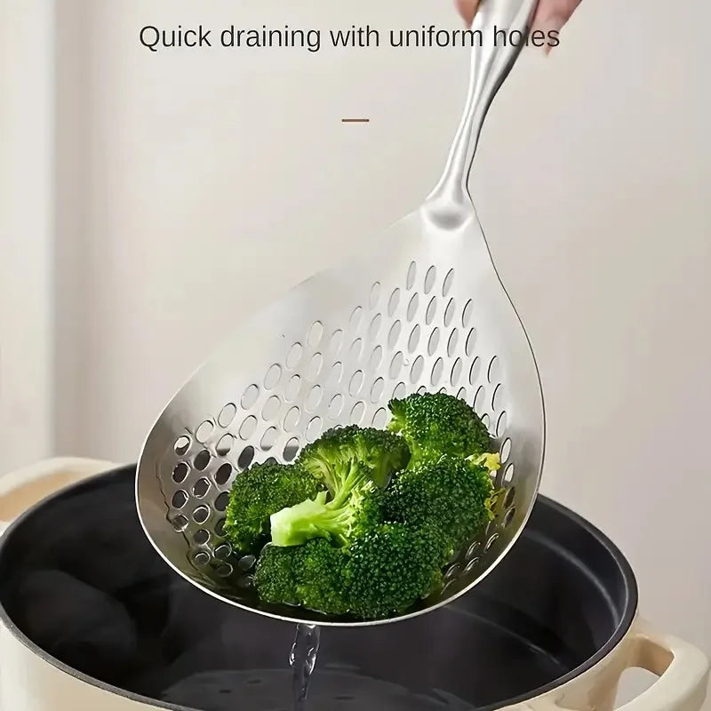 Stainless Steel Fine-Mesh Skimmer - Short Handle Scoop Strainer for Dumpling Soup, Stew & Cooking kitchen utensils