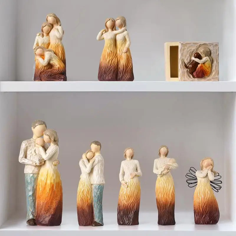 Nordic Angel Love Family Resin Figure Figurine Ornaments Family Happy Time Home Decor Crafts Statue Mother's Day Birthday Gifts
