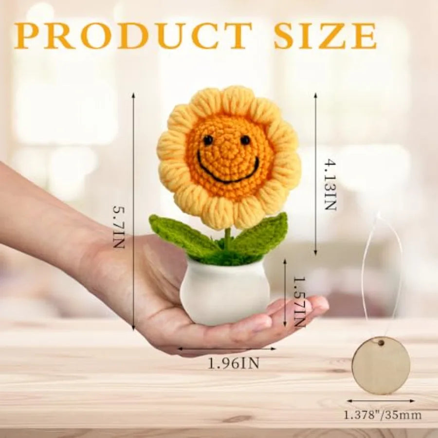 Crochet Flowers Sunflower Potted: Handmade Artifical Knitted Flower Decor Ideal for Birthday Thank You Present