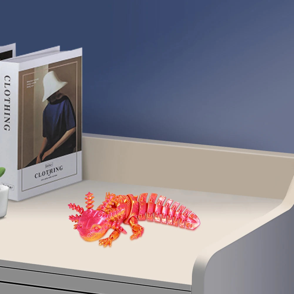 Articulated Mechanical Axolotl Figurine Collectible Axolotl Fidget Toy Executive Desk Toy for Stress Relief Home Decor