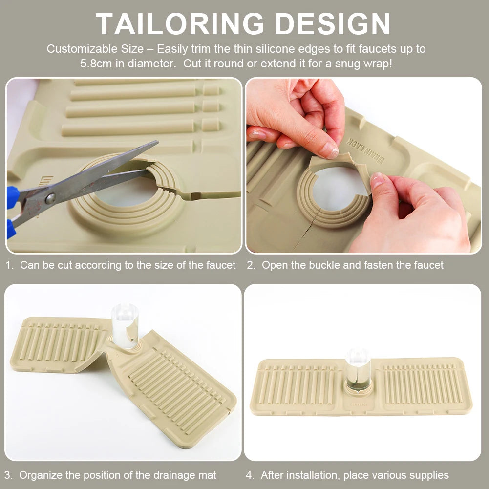Silicone Drip Catcher Tray Quick Dry Water Catcher Mat Multi-Purpose Faucet Drainage Pad Drying Mat for Kitchen Bathroom