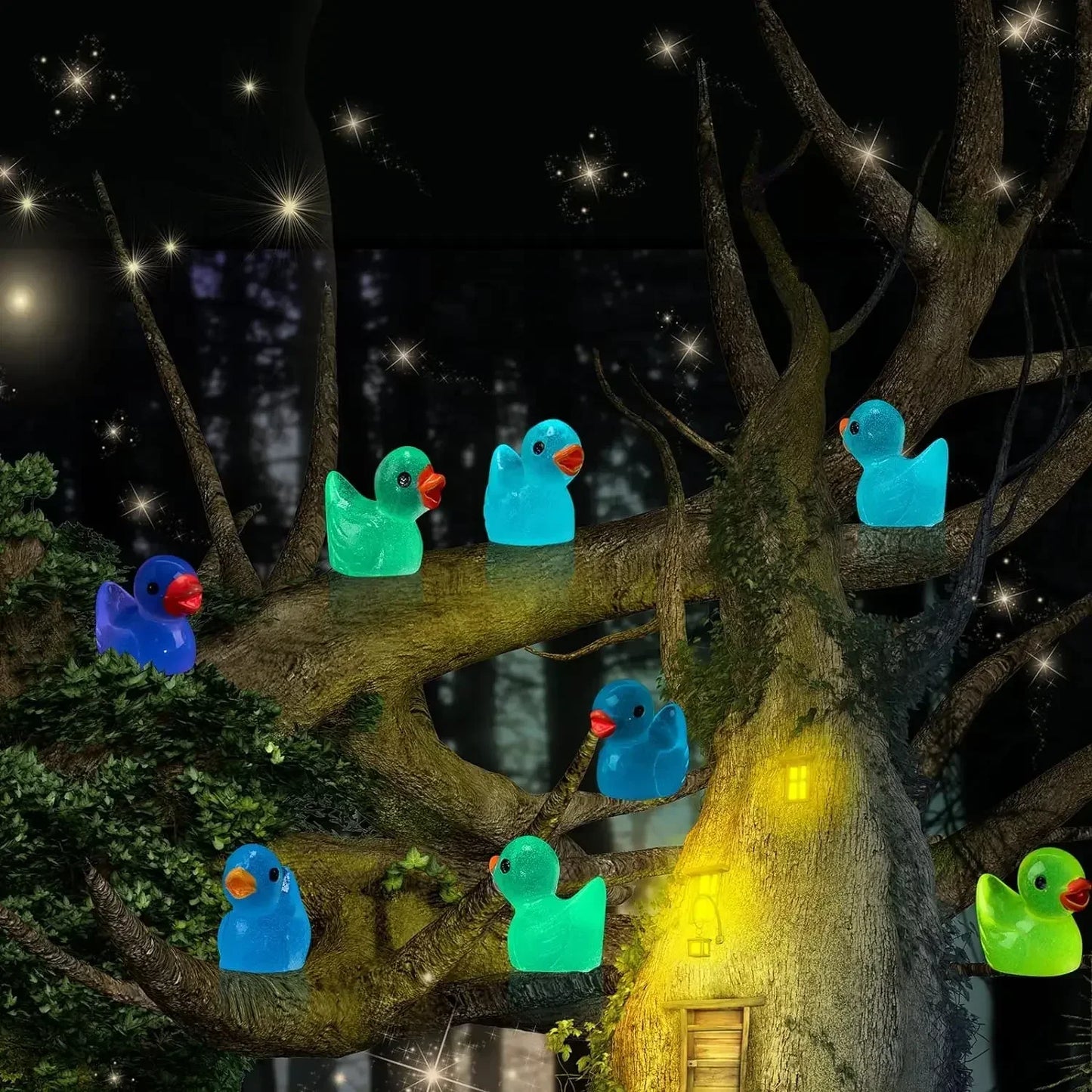100-50pcs Luminous Mini Ducks Moss Microlandscape Miniature Duck Figurines Fairy Garden Access Home Decor Glow in The Dark