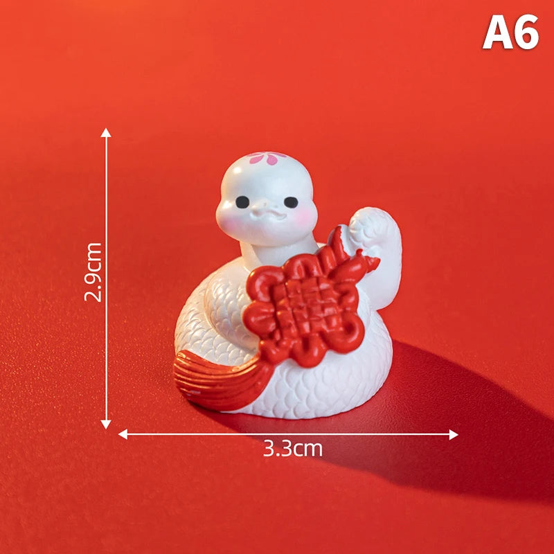2025 Year Of The Snake Ornament Cartoon Lucky Snake Figurine Micro Landscape Car Interior Home Desktop Decoration