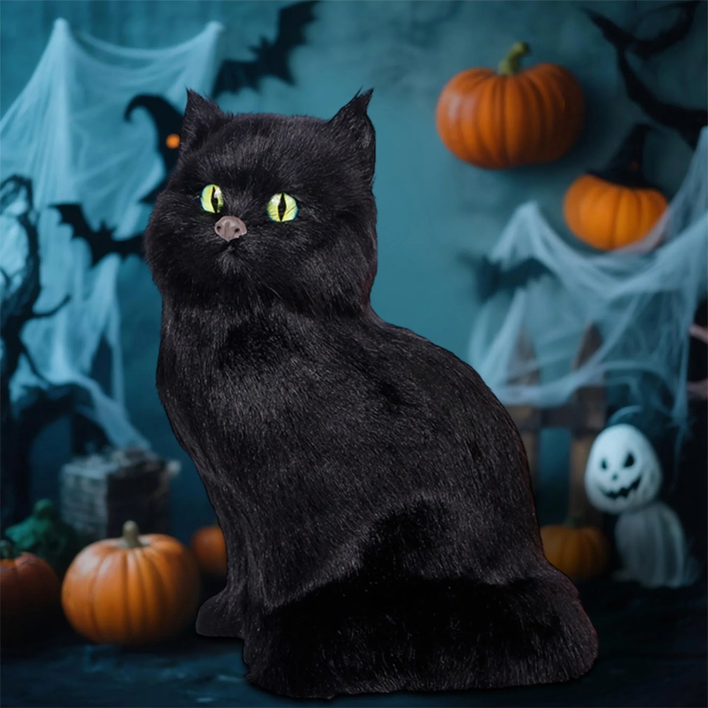 Halloween Black Cat Figurines Set of 3 Spooky Decorations for Home Office Party Miniature Cat Ornaments for Table Display