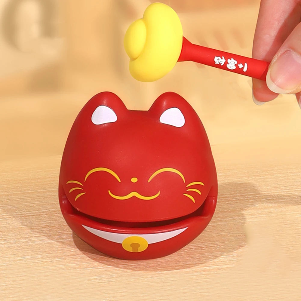Decompression Wooden Fish Lucky Cat Wooden Fish Soundmaking Percussion Instrument Fortunate Wooden Fish Cat Figurines Decor