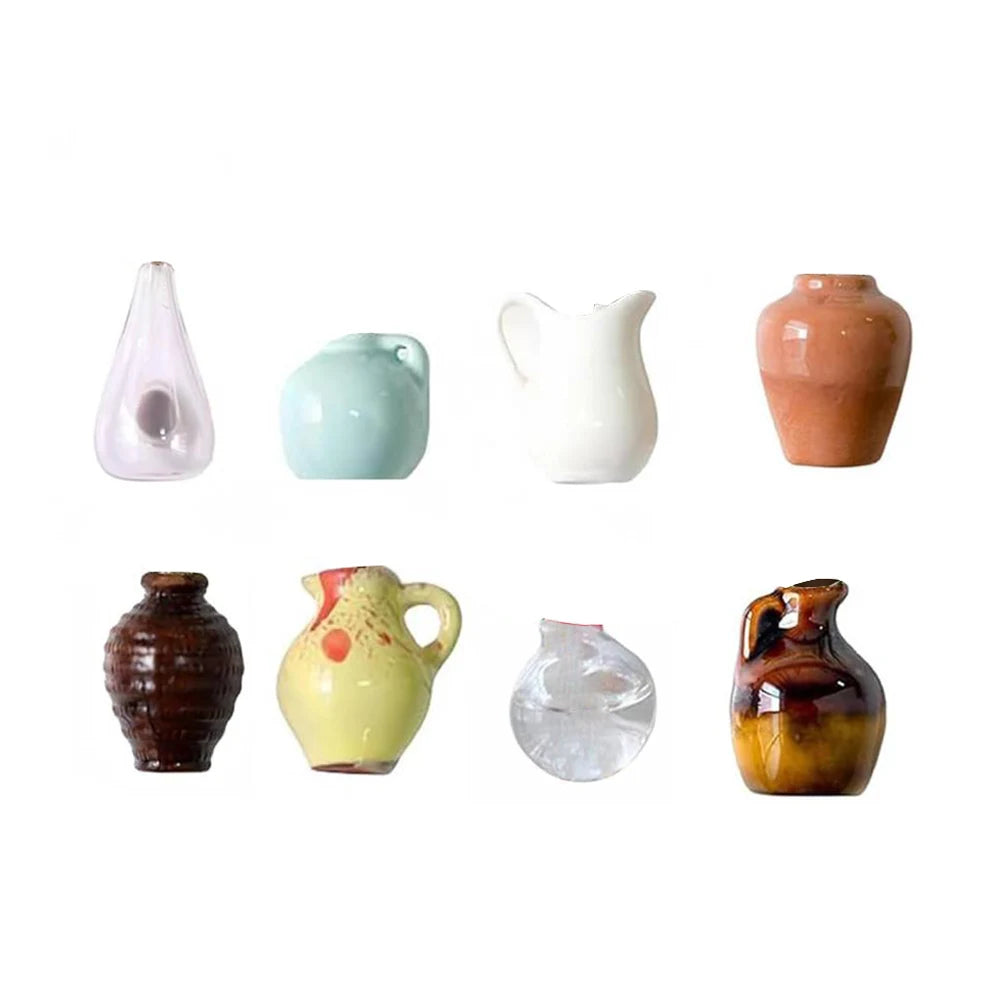 8/6/5Pcs Cute Refrigerator Magnets Ceramic Vase 3D Fridge Stickers Kitchen Office Refrigerator Decoration Kitchen Decoration