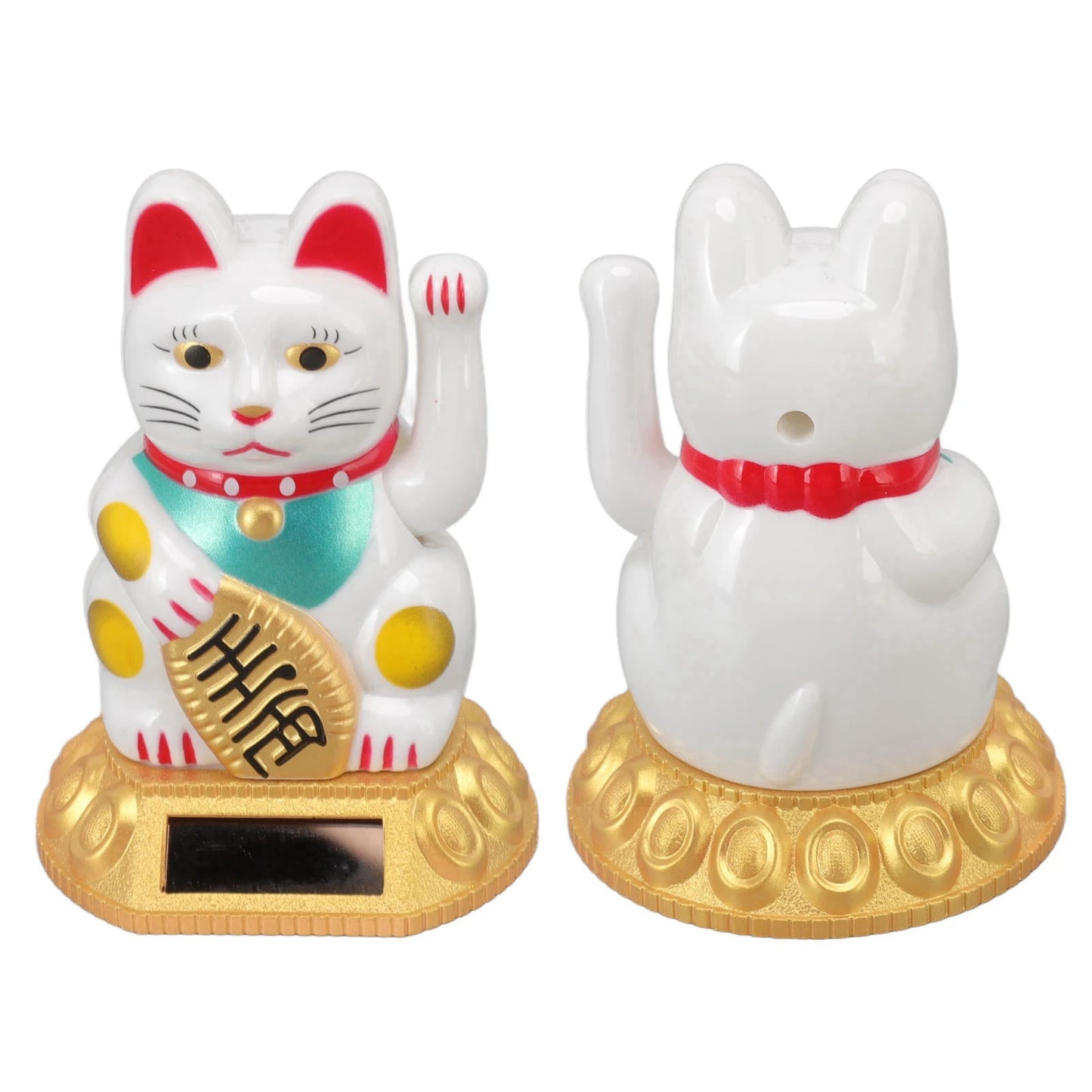 Chinese Lucky Cat Decoration Waving Arm Solar Light Induction Statue Figurine