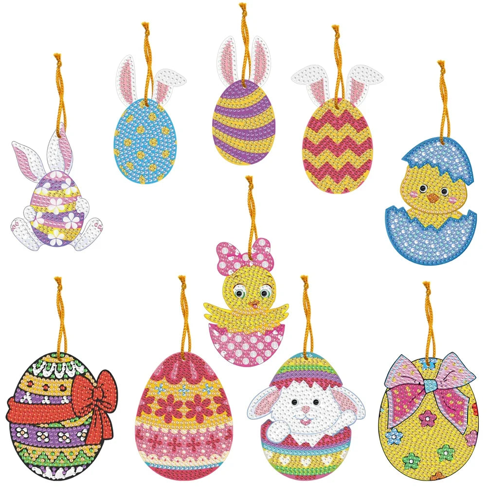 5/10Pcs/set Christmas Decor Diamond Painting Pendant Special-shaped Drill 5D DIY Hanging Ornament Spot Drill Cartoon Single Side