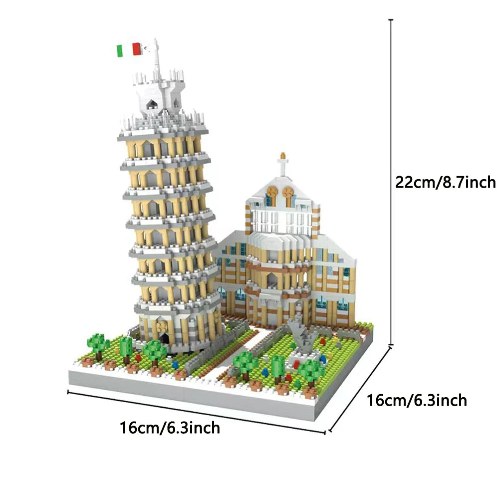 Leaning Tower of Pisa Micro Mini Building Blocks Toys-Cubicle and Home Décor,Historical Enthusiasts'Collectible,Educational