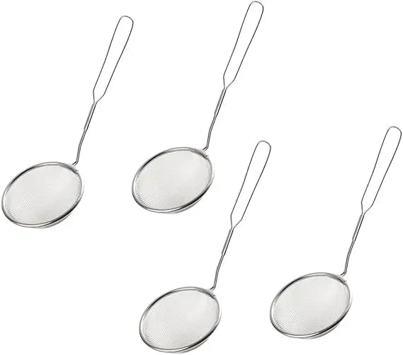 4pcs Stainless Steel Strainer Spoons Multipurpose Hot Pot Colanders for Oil Filtering and Draining Small Kitchen Scoop for Home