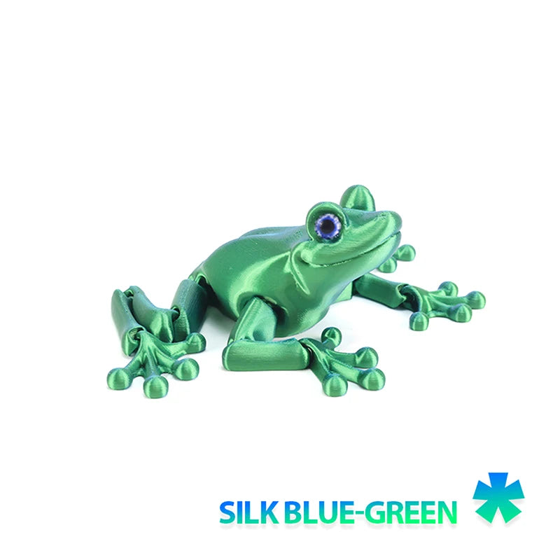 1 Piece Kids Gift 3D Printed Mini Cute Frog Figure Multi-joint Movable With Glittering Eyes For Room Decoration DIY Accessories