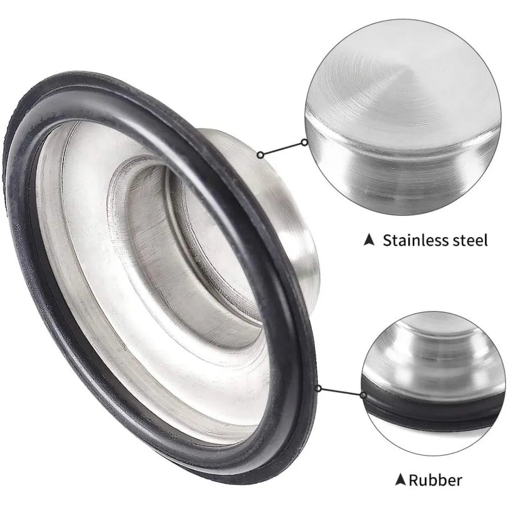 2 PCS Stainless Steel Kitchen Sink Stopper, Large Wide Rim 3.38" Diameter - Garbage Disposal Plug