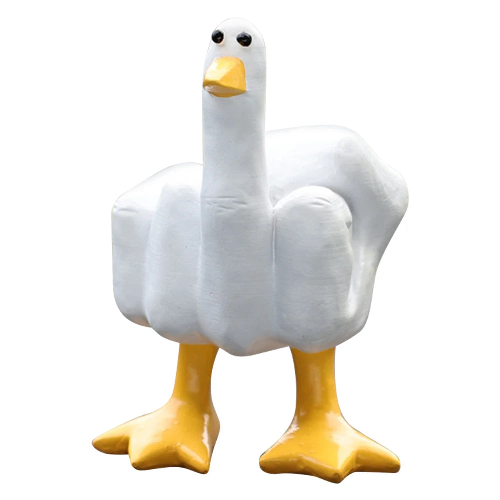 Middle Finger Duck Decorative Figurine Resin Tabletop Duck Ornament 7.5cm Funny Duck Statue for Home Garden Desk Decoration