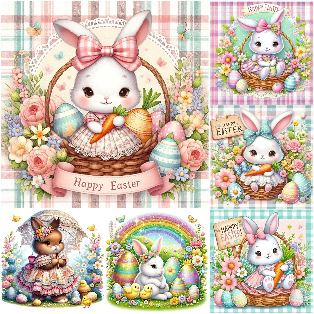 30*30CM 5D DIY Full Round Drill Diamond Painting Easter Gnome Egg Kit Home Decoration Art Craft Mosaic Painting