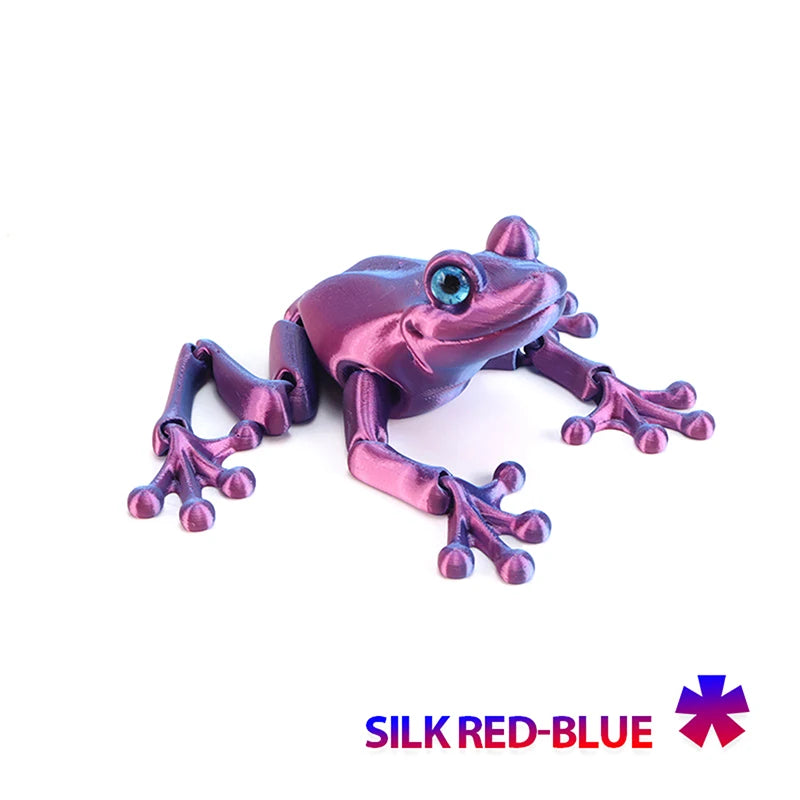 1 Piece Kids Gift 3D Printed Mini Cute Frog Figure Multi-joint Movable With Glittering Eyes For Room Decoration DIY Accessories