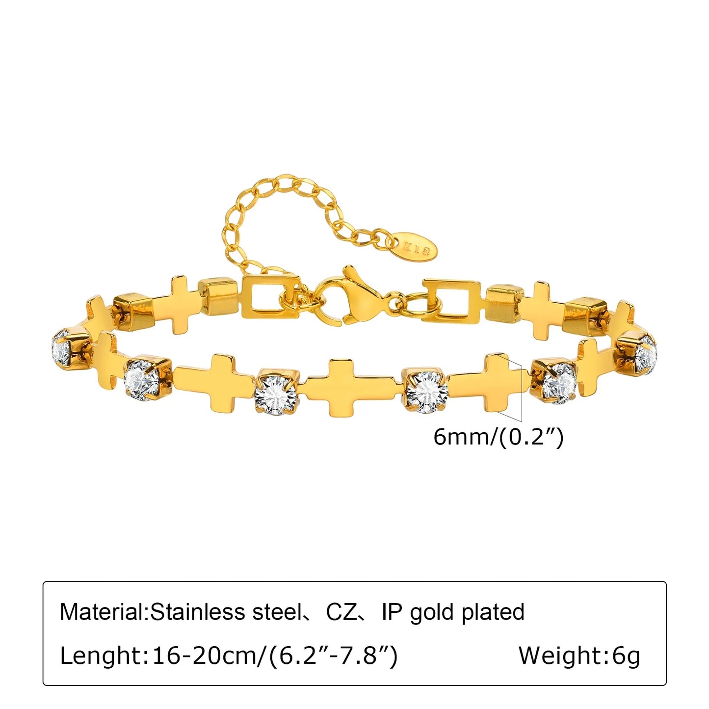 316L Stainless Steel Cross Bracelet for Women, Adjustable Chain Religious Christian Jewelry Daily Wear 2025 Trendy