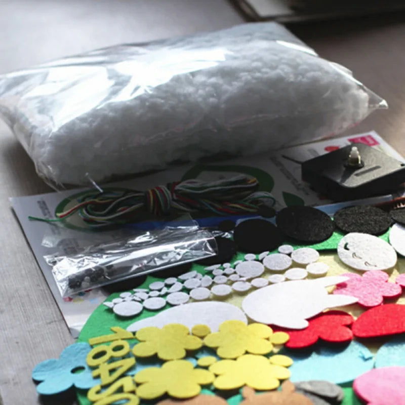DIY Handmade Felt Making Tools Child Toys Wall Clock Cute Marine Clock For Kindergarten Home Bedroom Kitchen Decoration