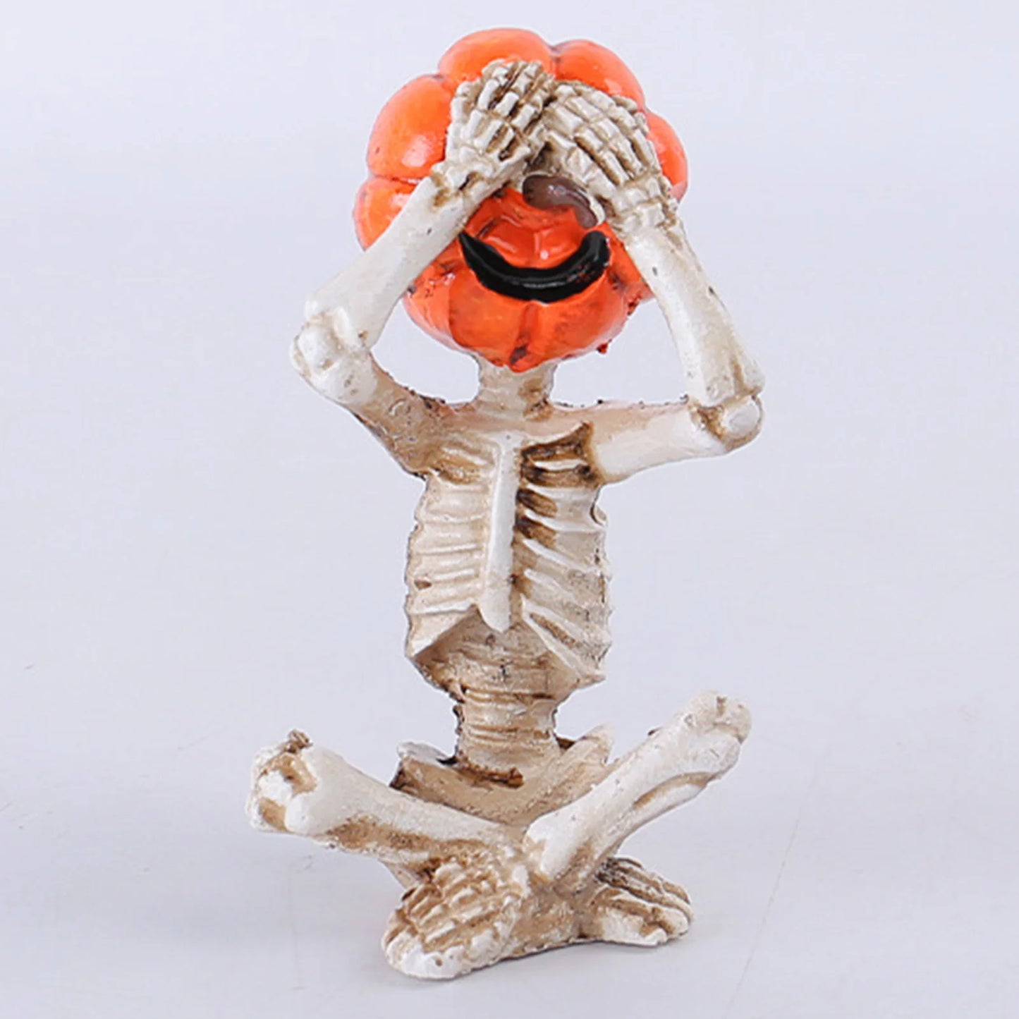 3pcs Halloween Pumpkin Skeleton Yoga Meditation Skull Decor Pumpkin Head Figurine for Home Desk Office Zen Decorations