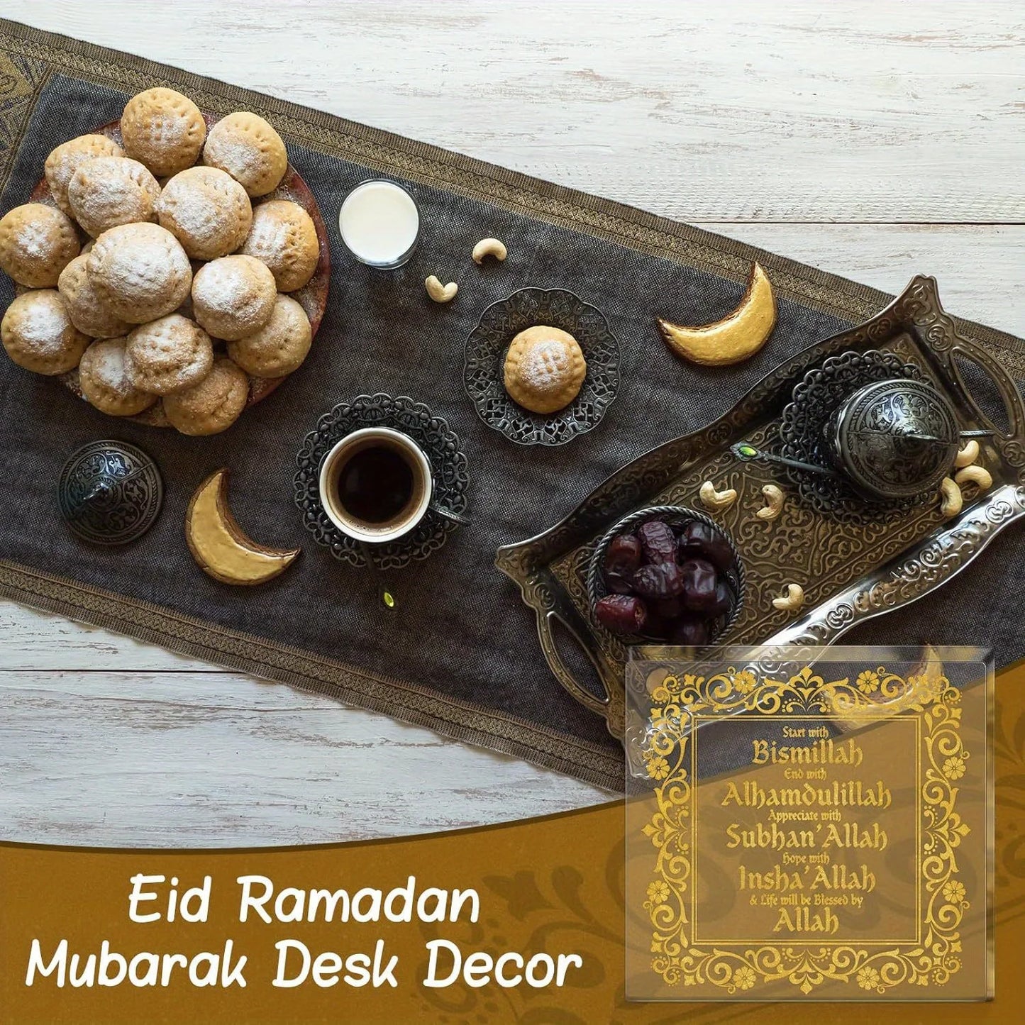 Gold Islamic Acrylic Decor: "With Allah (Hope)" Desktop Item – Ramadan Mubarak/Arabic Decoration/Birthday Gift.