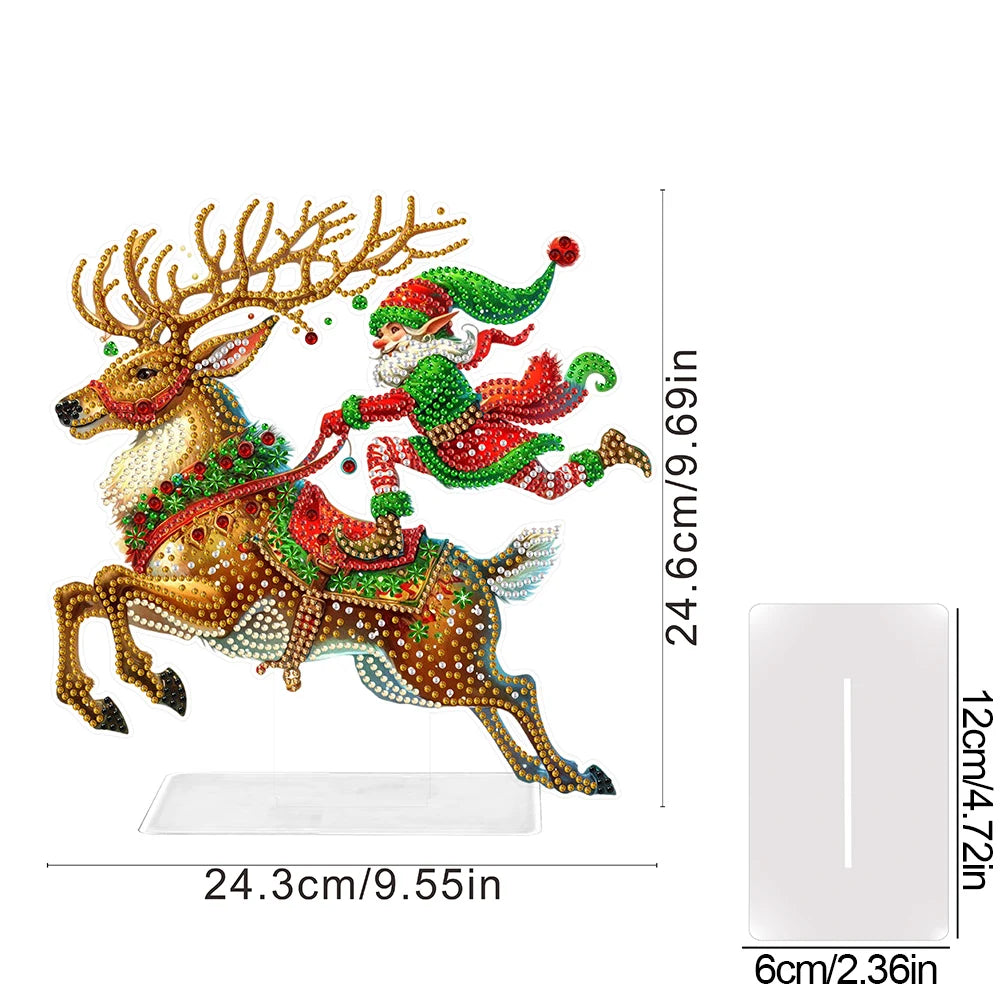 Acrylic Christmas Special Shape Merry-go-round Rhinestones Desktop Ornaments Diamond Painting Desktop Decors for Adults Beginner