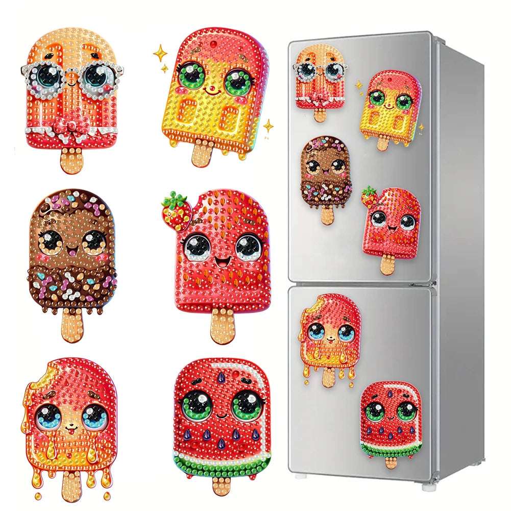 6Pcs Acrylic Beach Diamond Painting Refrigerator Magnet Diamond Painting Fridge Magnet DIY Fridge Stickers for Car Mailbox Decor