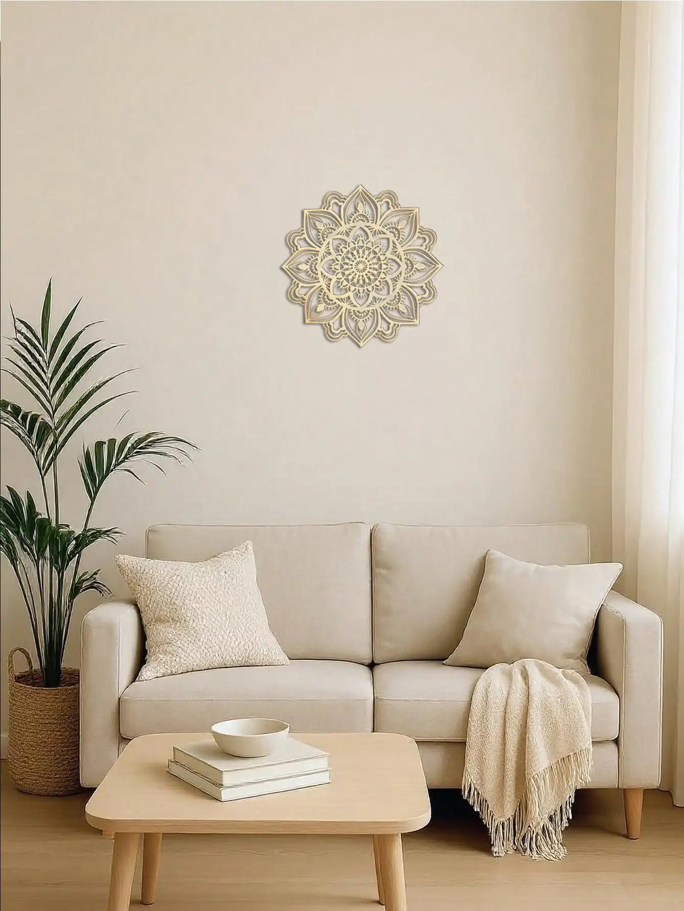Gold Metal Wall Art Decor – Intricate Mandala Design: Versatile Hanging for Bedroom, Living Room, Study, Office & More