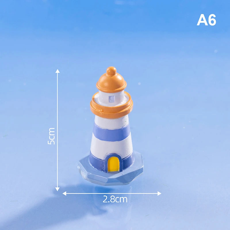 Mini Ocean Figurine Doll Garden Decor Ornament Kid Toy Miniature Landscape Ornaments Lighthouse Statue Resin Craft