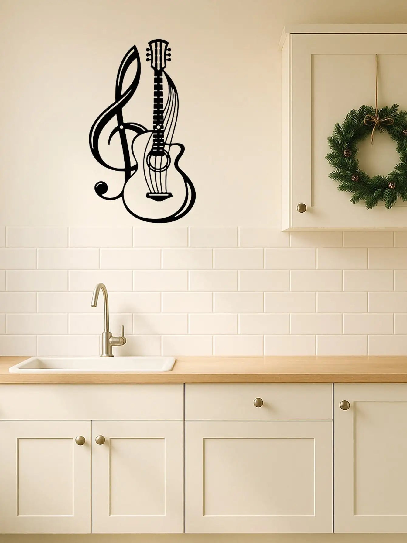 1PC Black Metal Guitar Wall Art (Wall Sculpture) |Creative Iron Hanging for Home | Music Lover Gift | Halloween & Christmas Gift