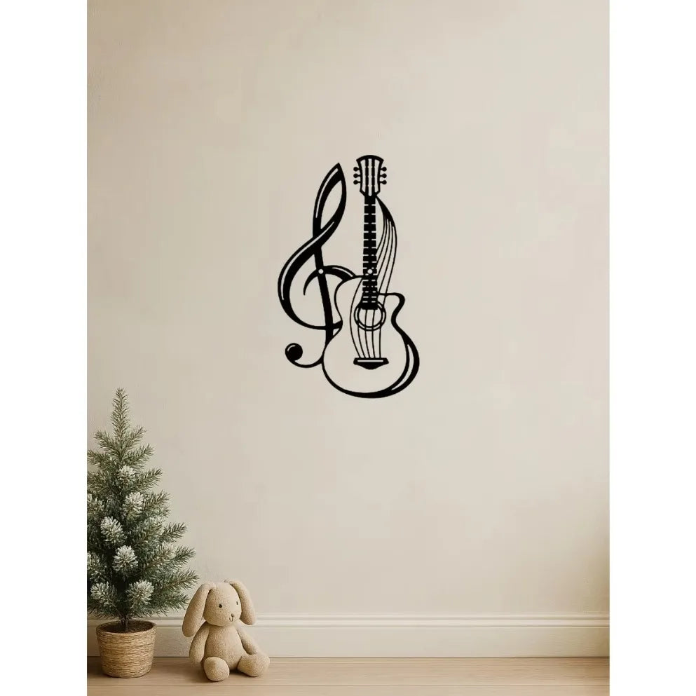 1PC Black Metal Guitar Wall Art (Wall Sculpture) |Creative Iron Hanging for Home | Music Lover Gift | Halloween & Christmas Gift
