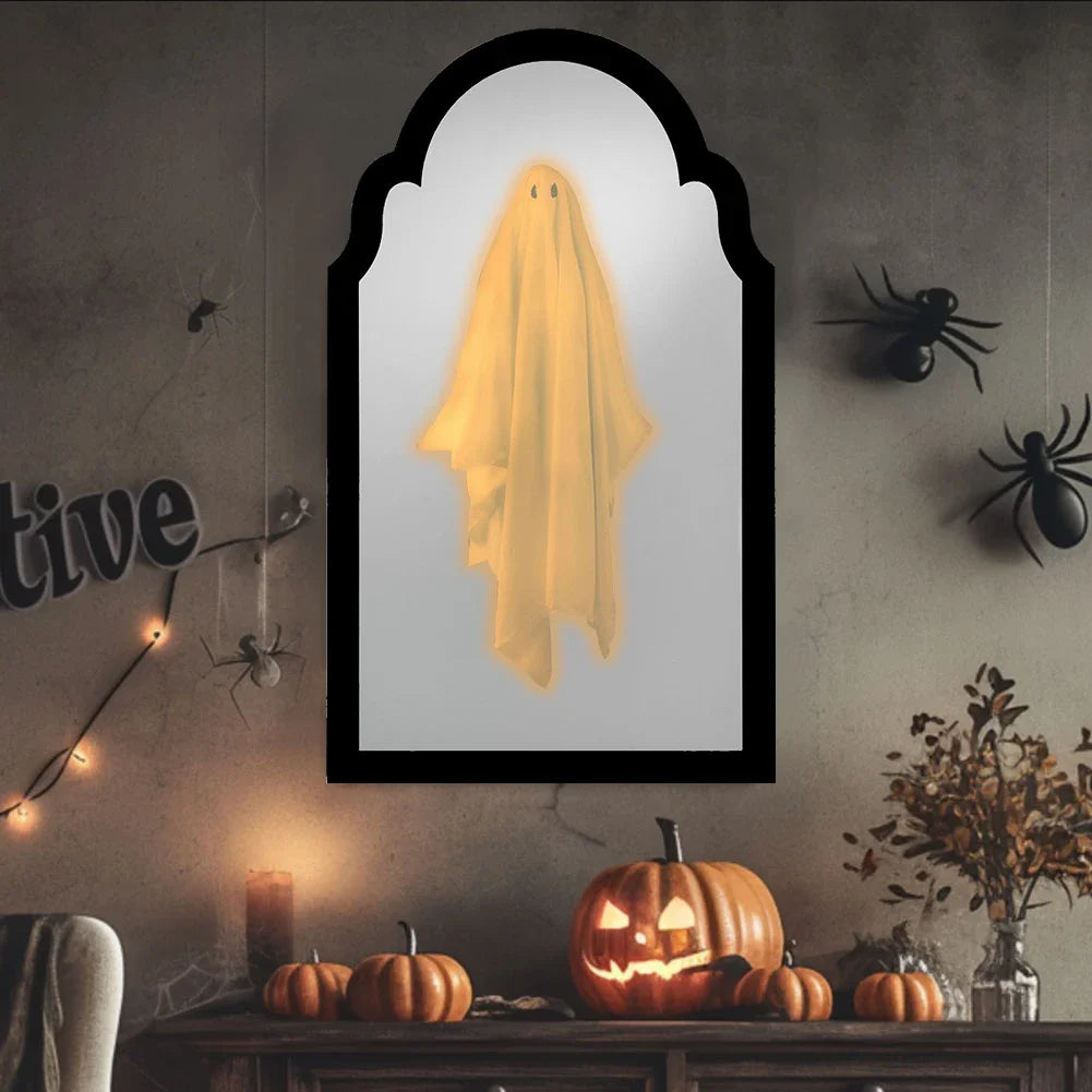NEW Ghost Mirror Halloween Decorations Night Light Spooky Apparition Halloween Hologram Ghost Mirror Prank Halloween Party Decor