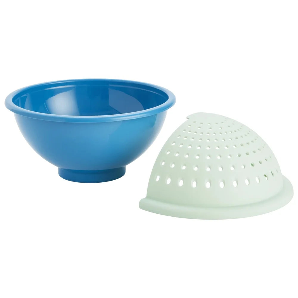 2-in-1 Soak Strain Colander Bowl Kitchen Tool Quick Drain Non-Slip Base Compact Storage Food Prep Utility