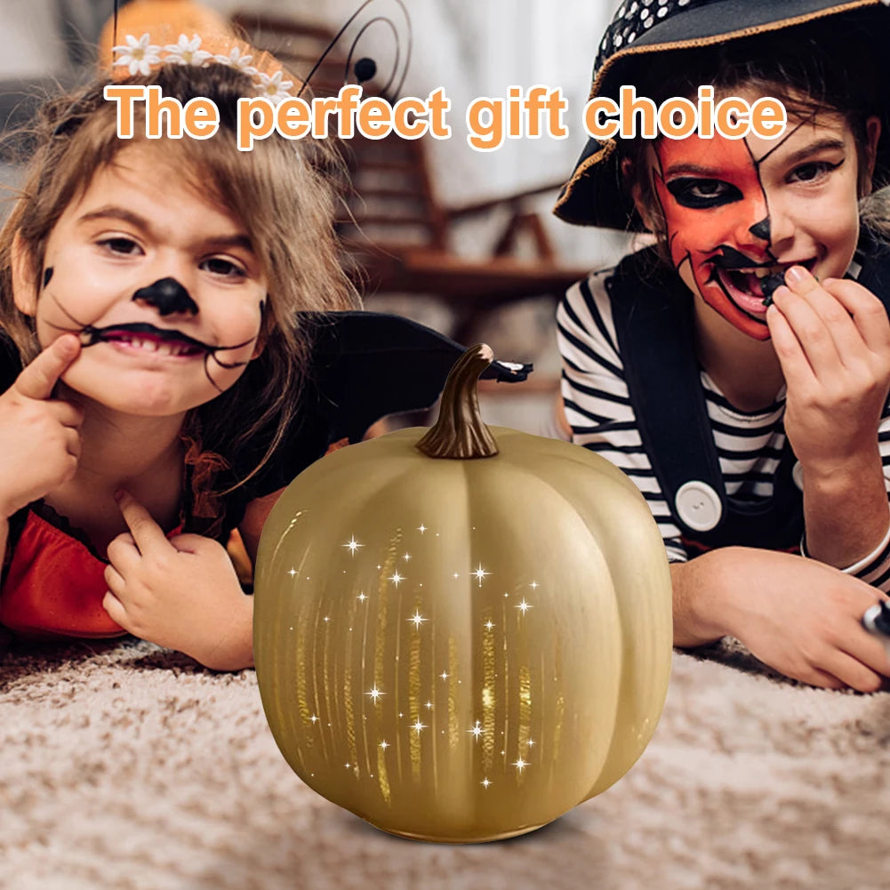 Twinkle Light Pumpkins with Timer Starry Night Pumpkins Glass Halloween Pumpkin Lamp Light for Home Bedroom Bathroom Hallway