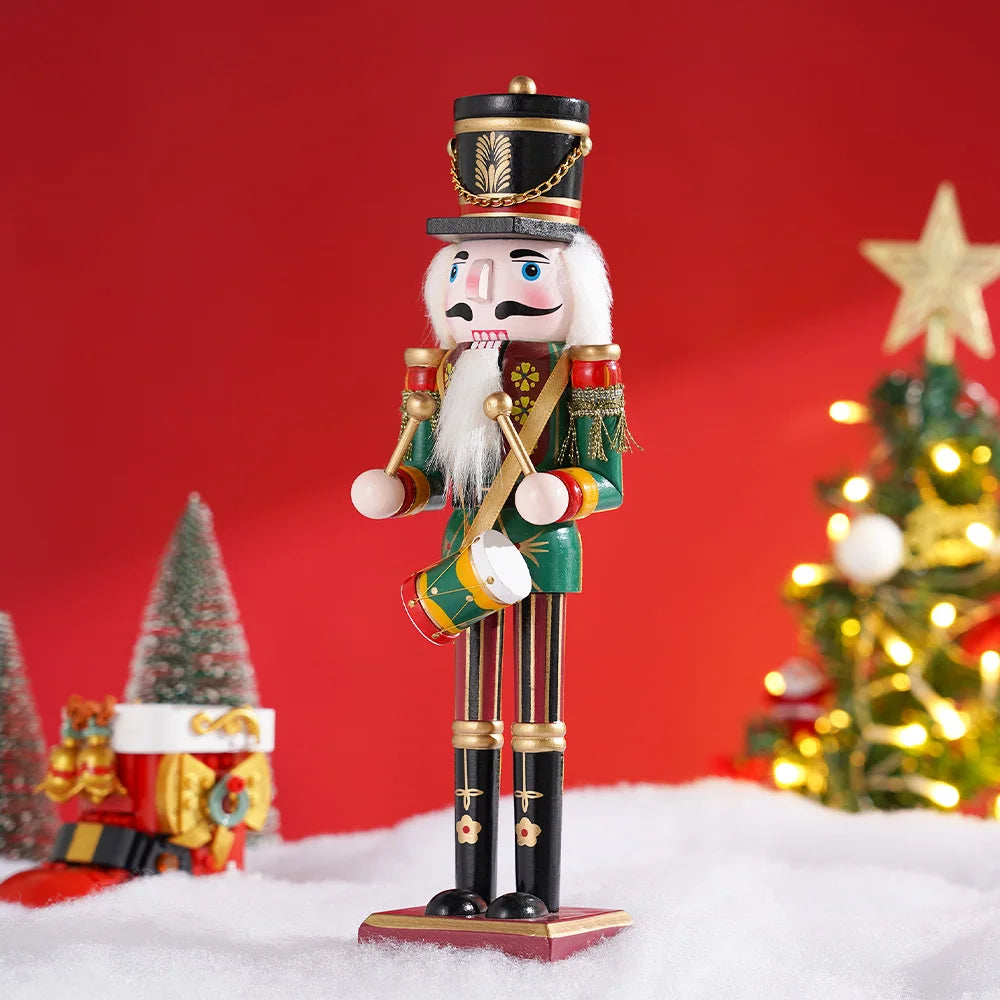 30cm Nutcracker Soldier Puppet Wooden Nutcracker Statues Handicraft Doll Toy Christmas Navidad New Year Gift Home Decoration