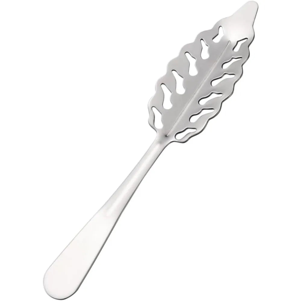 Stainless Steel Cube Sugar Colander Strainer and Ice Filter Spoon for Cocktails and Cooking Rustproof Kitchen Utensil Leaves Si