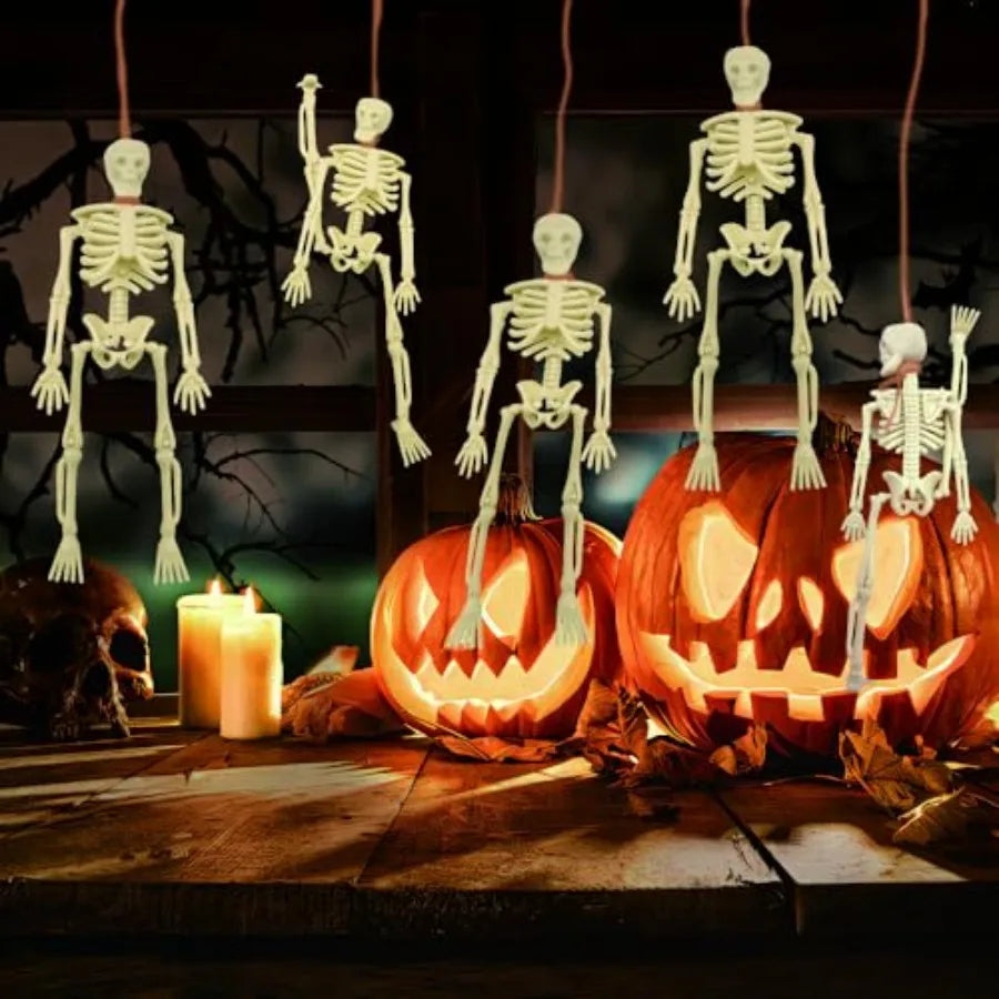 12Pcs Halloween Mini eleton Figurine 6 Posable eletons Decor Plastic eleton Figure for Halloween Spooky Home Decor Haunted Hoe