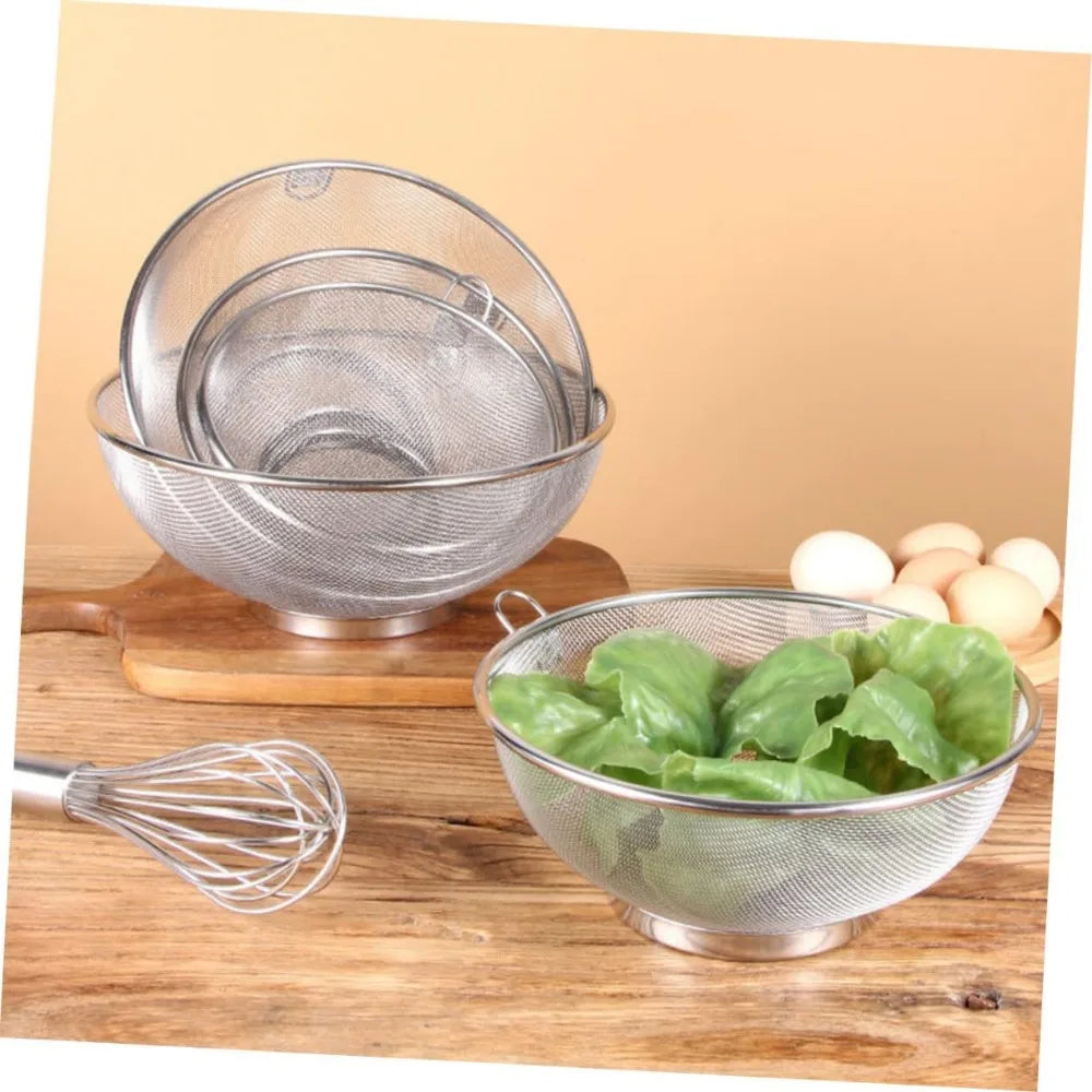 Stainless Steel Fine Mesh Drain Basket for Washing Fruits and Vegetables Non-deforming Strainer for Kitchen Use for Food Prepar