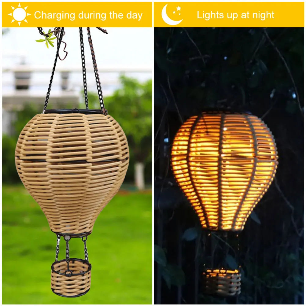 Solar Hot Air Balloon Lantern Hanging Solar Lantern Outdoor Lights Waterproof Lanterns Garden Patio Yard Party Decor