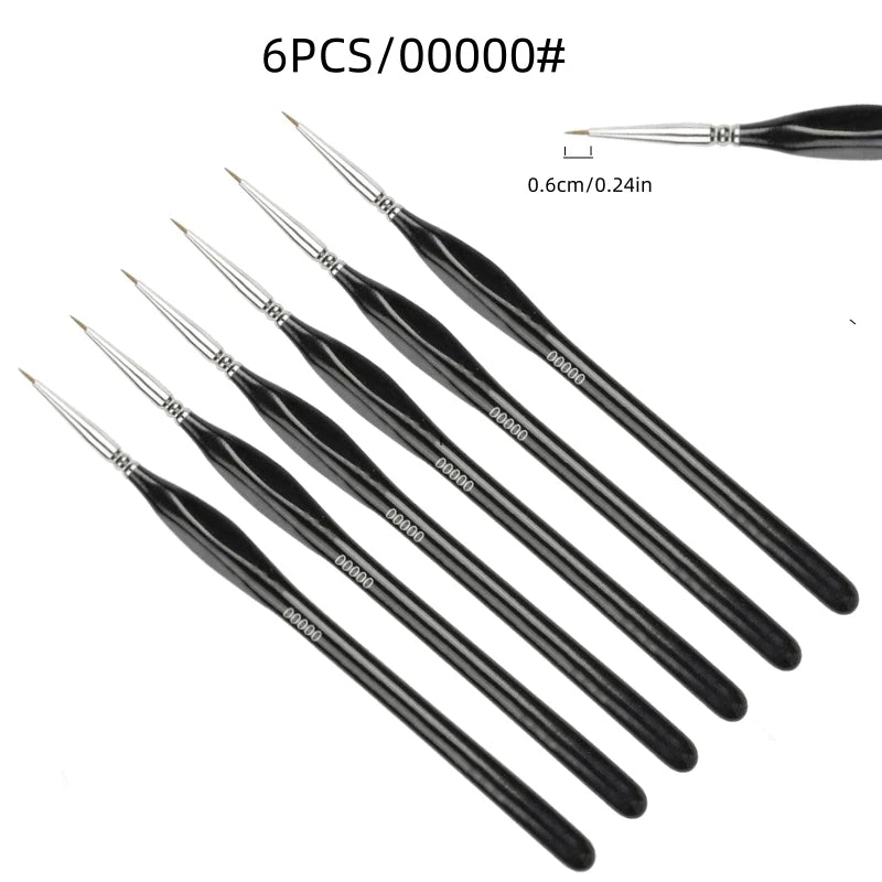 Professional Detail Brush Set - 3/6Pcs Fine Nylon Tip for Acrylic Painting