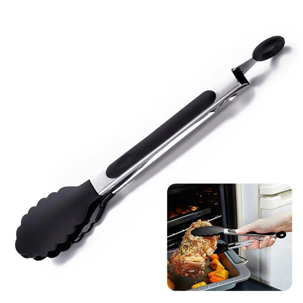 BBQ Grilling Tong Stainless Steel Anti-scalding Bread Food Clip Salad Bread Serving Non-Stick Tool for Kitchen Barbecue