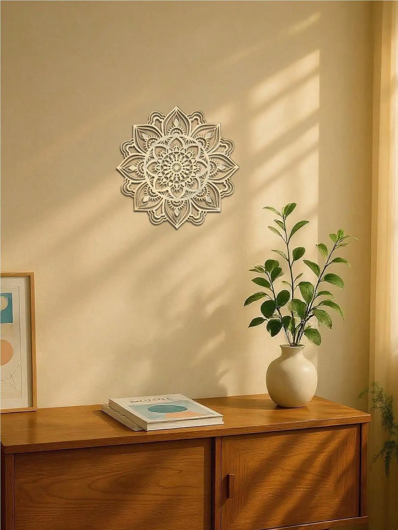 Gold Metal Wall Art Decor – Intricate Mandala Design: Versatile Hanging for Bedroom, Living Room, Study, Office & More