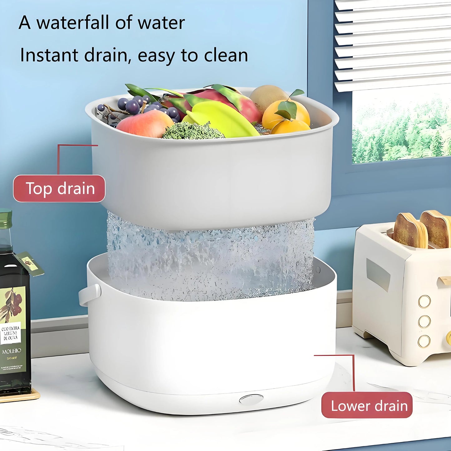 Electric Vegetable Washer – Double-Layer Fruit & Veggie Cleaning Basket, Multi-Functional Kitchen Tool for Home Use