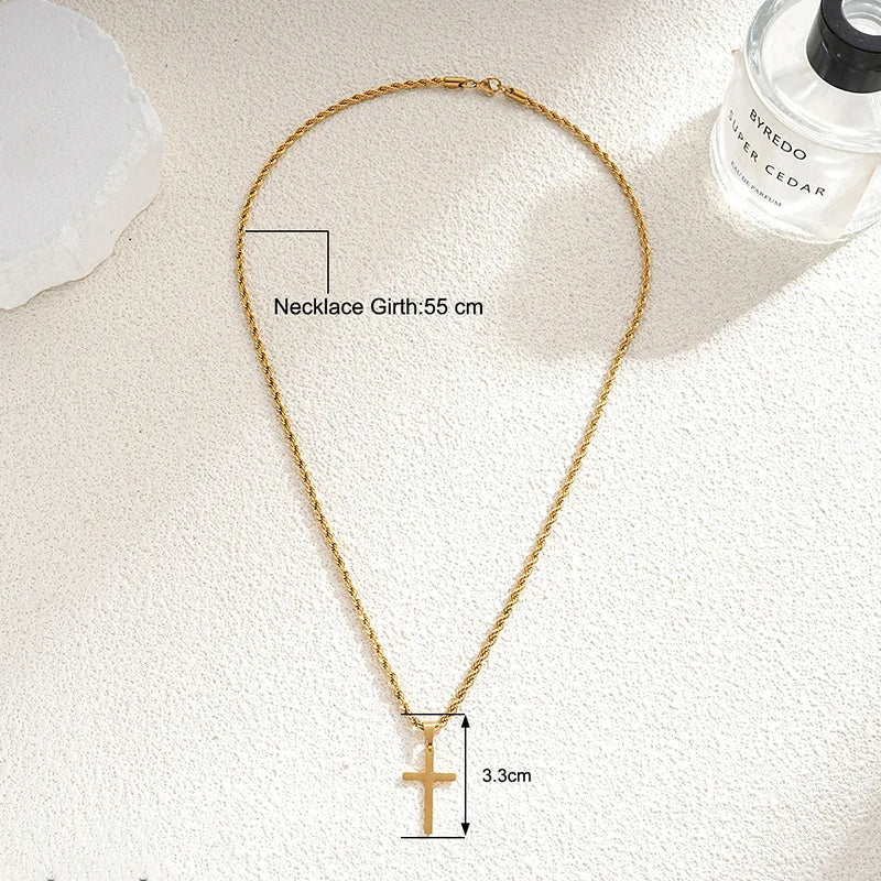 New Stainless Steel Cross Pendant Necklace Minimalist Gold Color