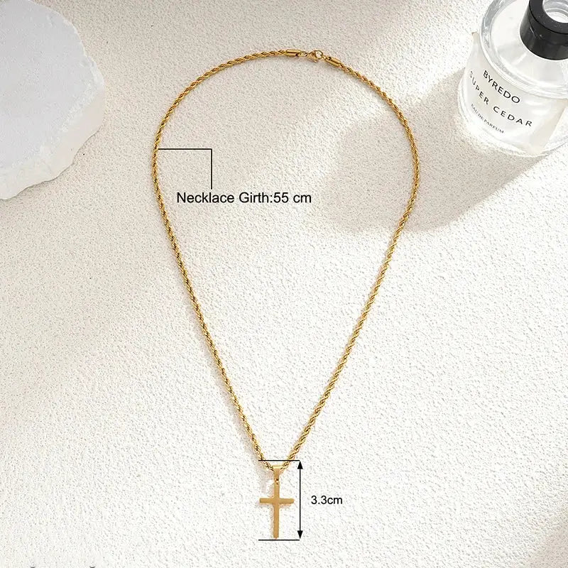 New Stainless Steel Cross Pendant Necklace Minimalist Gold Color