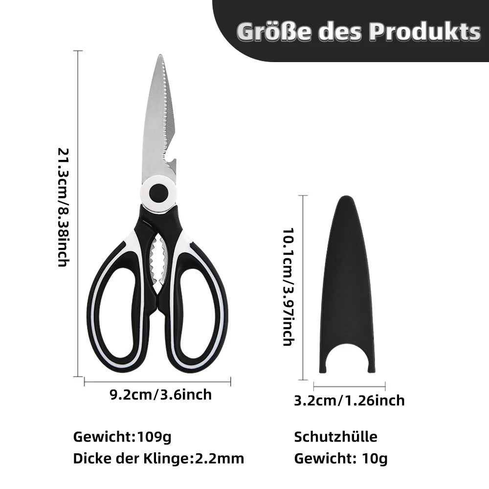 MDHAND Stainless Steel Kitchen Scissors Multi-Purpose Shears Meat Roast Cutting Household Cooking Chicken Wing Fish Kitchen Tool