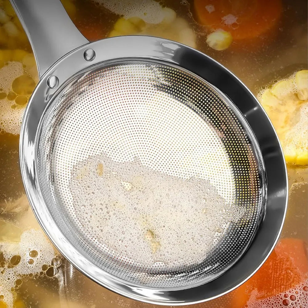 Stainless Steel Fine Mesh Colander - Kitchen Sieve Spoon with Extra-Fine Mesh, Handle for Oil Filter & Food Strainer Tasks(Small