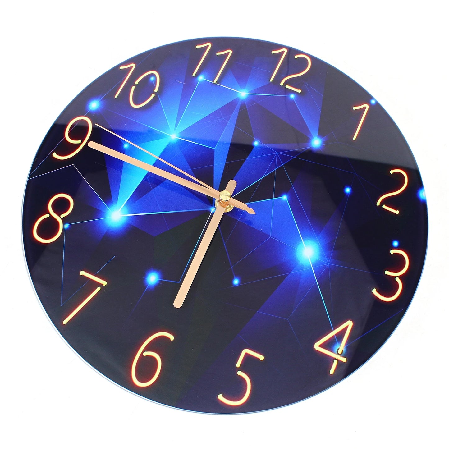 12Inch Wall Clock Silent Large Wall Clock Glass Wall Clock Battery Operated Blue Decorative Wall Clocks