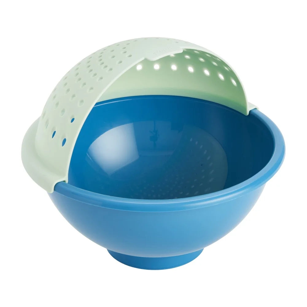 2-in-1 Soak Strain Colander Bowl Kitchen Tool Quick Drain Non-Slip Base Compact Storage Food Prep Utility